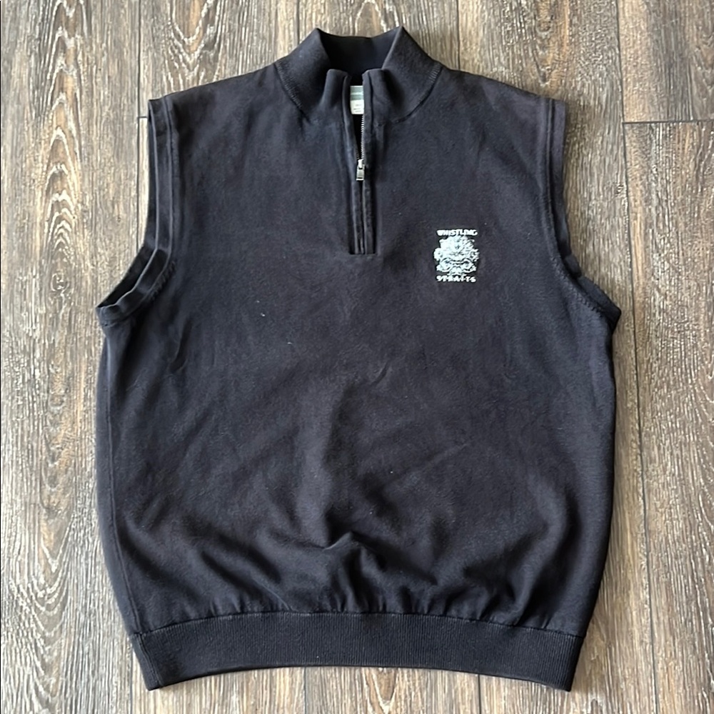 Men's Med Whistling Straits Cutter & Buck CBWindTec Black 1/4 Zip Sweater Vest